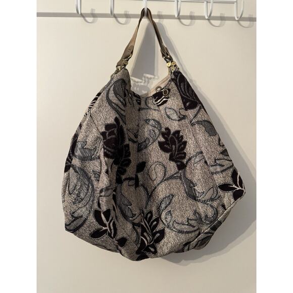 Zen Amsterdam Tapestry Hobo Tote Purse Shoulder Bag Purple Sliver Floral - Picture 6 of 13